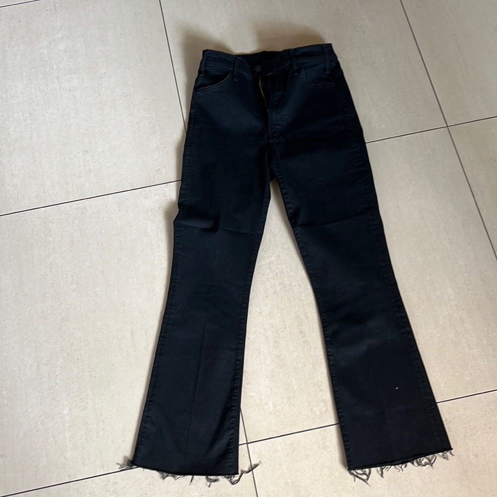 Mother jeans. Black, stretch. Size 27. Hustler ankle fray.